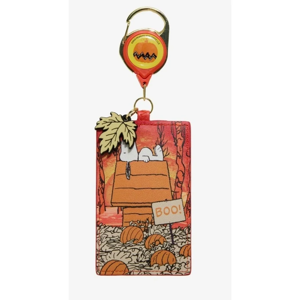 NEW! Loungefly Peanuts Snoopy Pumpkin Patch Fall‎ Halloween Retractable Lanyard